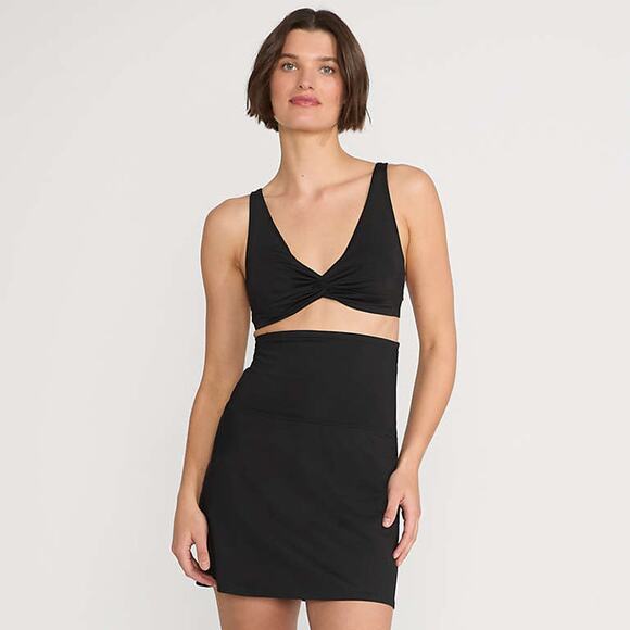 Lands End Black Tummy Control High Waisted Swim Skirt Sz.14 - Picture 1 of 12